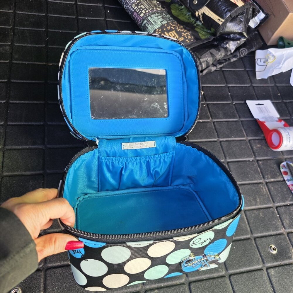 Vintage Roxy Hearts Make Up Case blue pokadots - Picture 6 of 13
